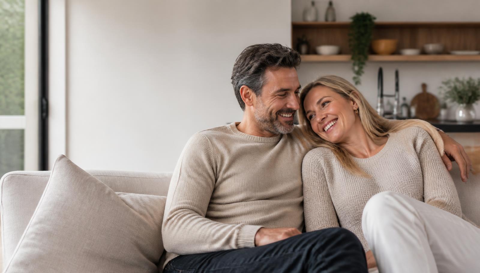 Couple relaxing at home — private sexual health consultations Australia-wide